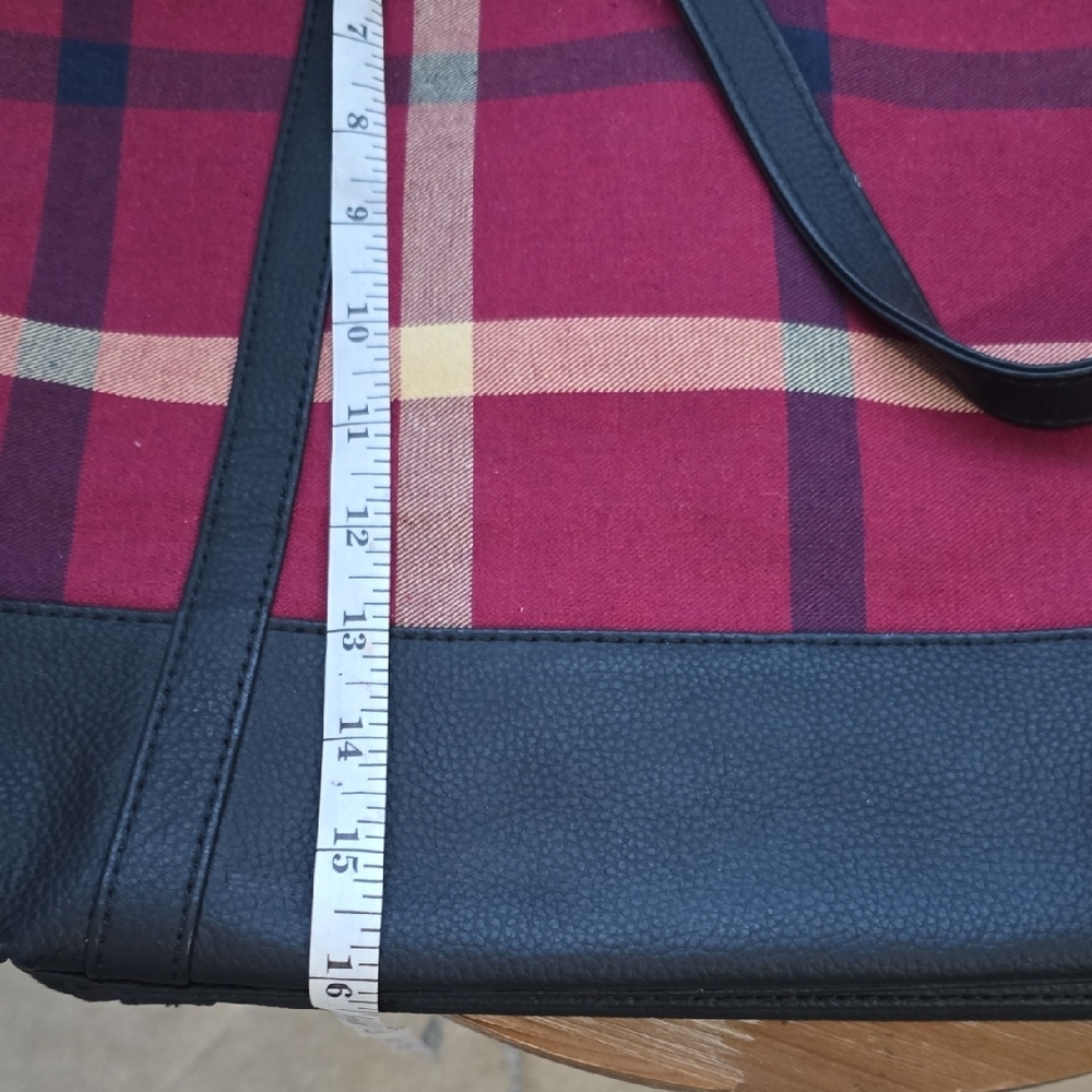 Joy & Iman Burgundy and Black Plaid Tote - Picture 8 of 9